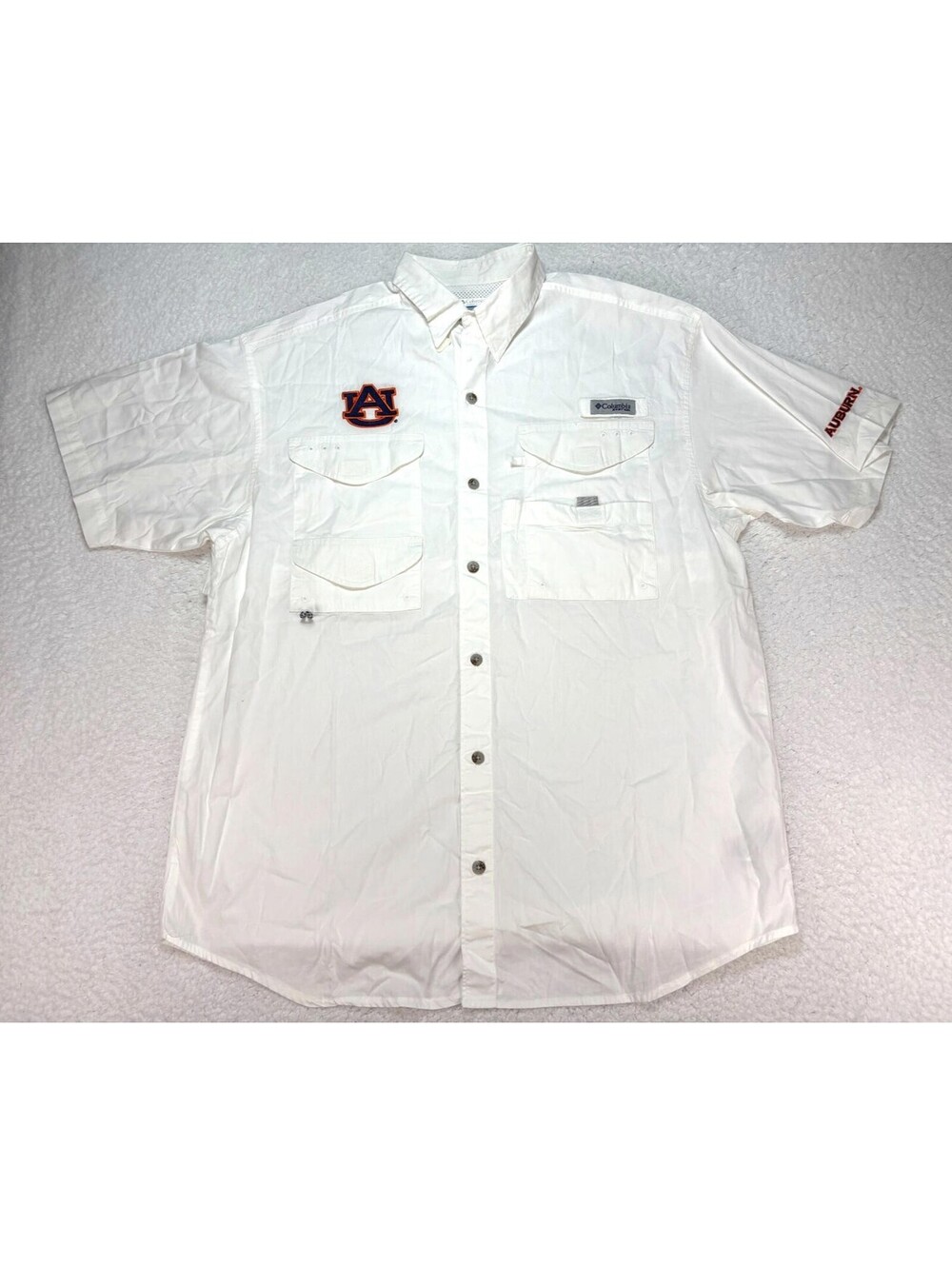 Columbia PFG Vented Shirt AU Auburn Tigers White Vented Fishing Men's Medium
